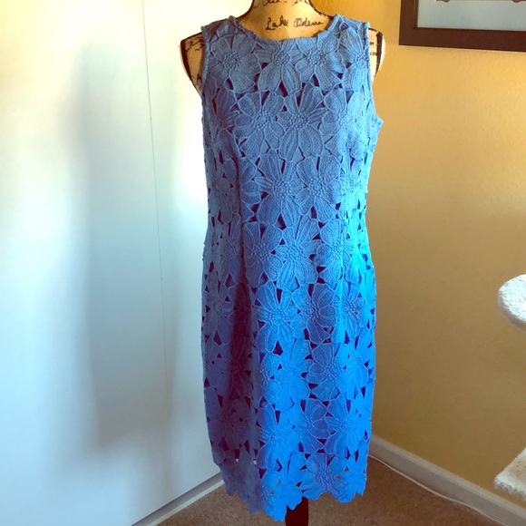 ann taylor blue lace dress